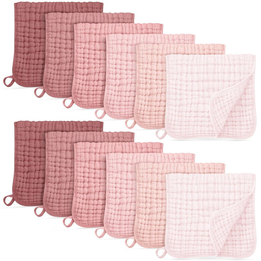 Unnivoll Muslin Burp Cloths: Soft, Absorbent, 100% Cotton 12-Pack