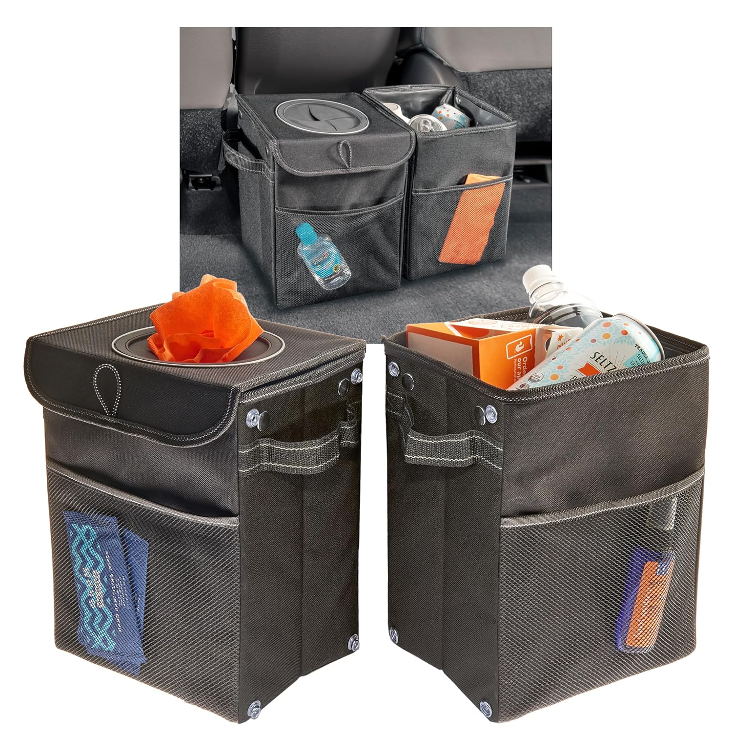 High Road StashAway Car Trash Can Set - 2.25 Gallon Capacity