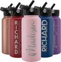 Personalized Water Bottle w/Straw & Lid 32 oz - Double-Wall Insulated