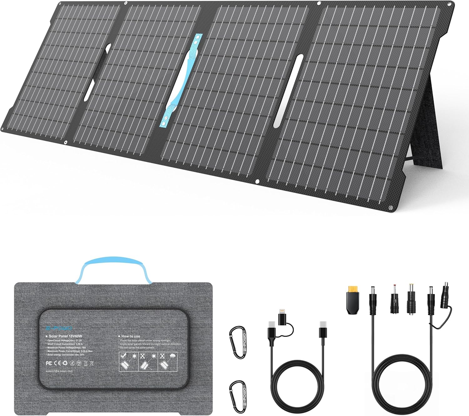 60W Portable Solar Panel Charger for Camping and Emergencies