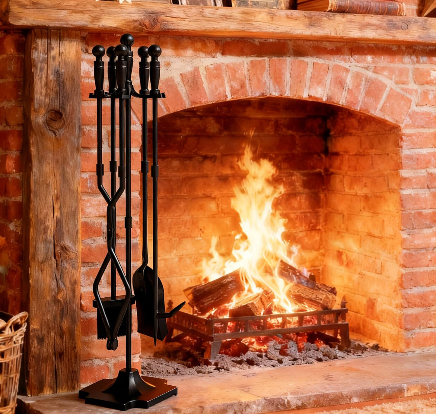 Fire Beauty Fireplace Tools Set: Elegant 5-Piece Fireside Kit
