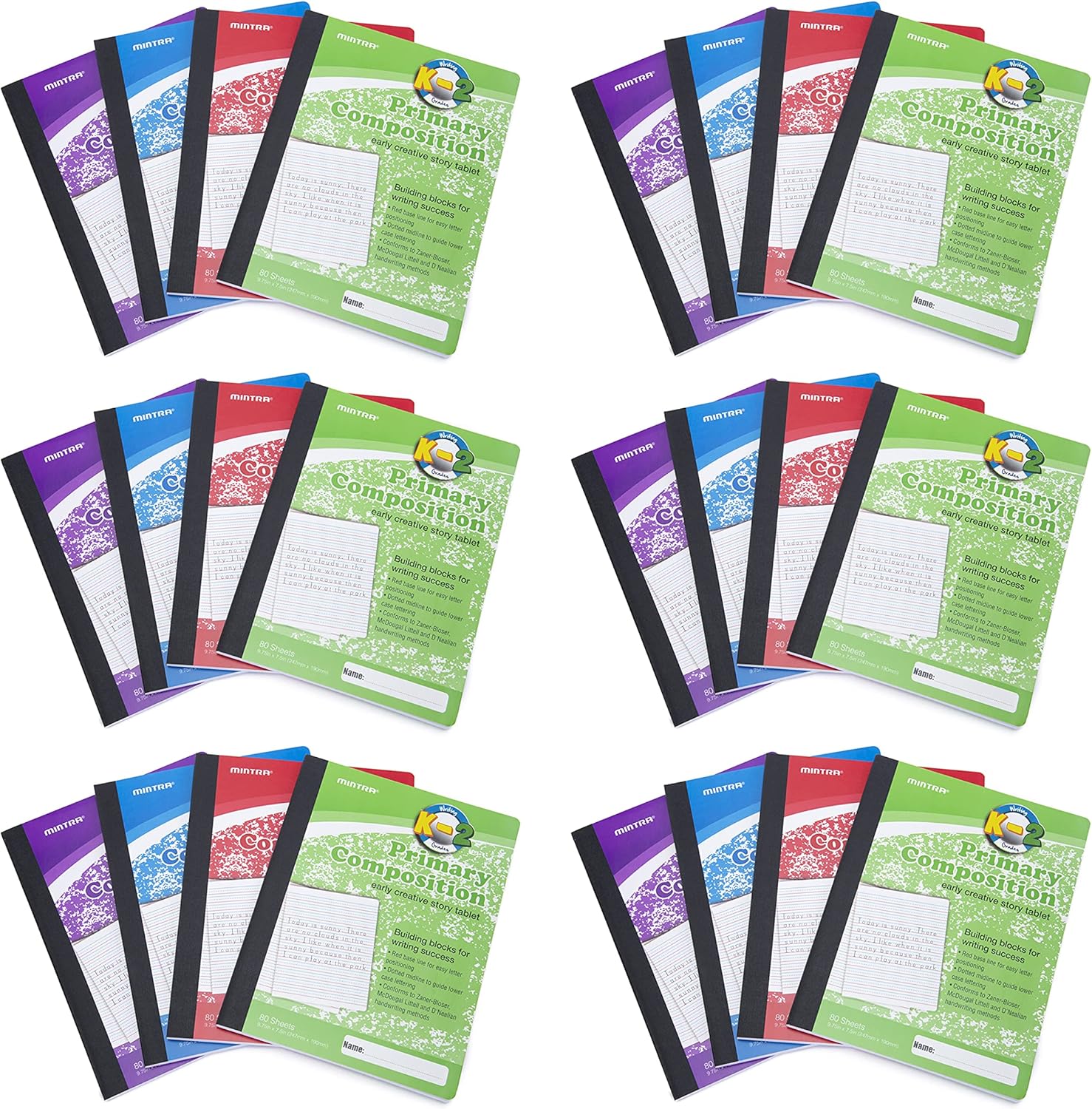 24-Pack Mintra Primary Composition Notebooks - Full Sheets!