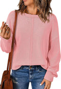 BTFBM Womens Loose Pullover Sweaters - Cozy Crewneck Slouchy Knit