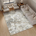 5x7 Area Rug Brown Grey Washable Low Pile - Non Slip Accent Rug