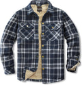 Men's Sherpa Lined Cotton Flannel Shirt Jacket Plaid (Style M7Y6)