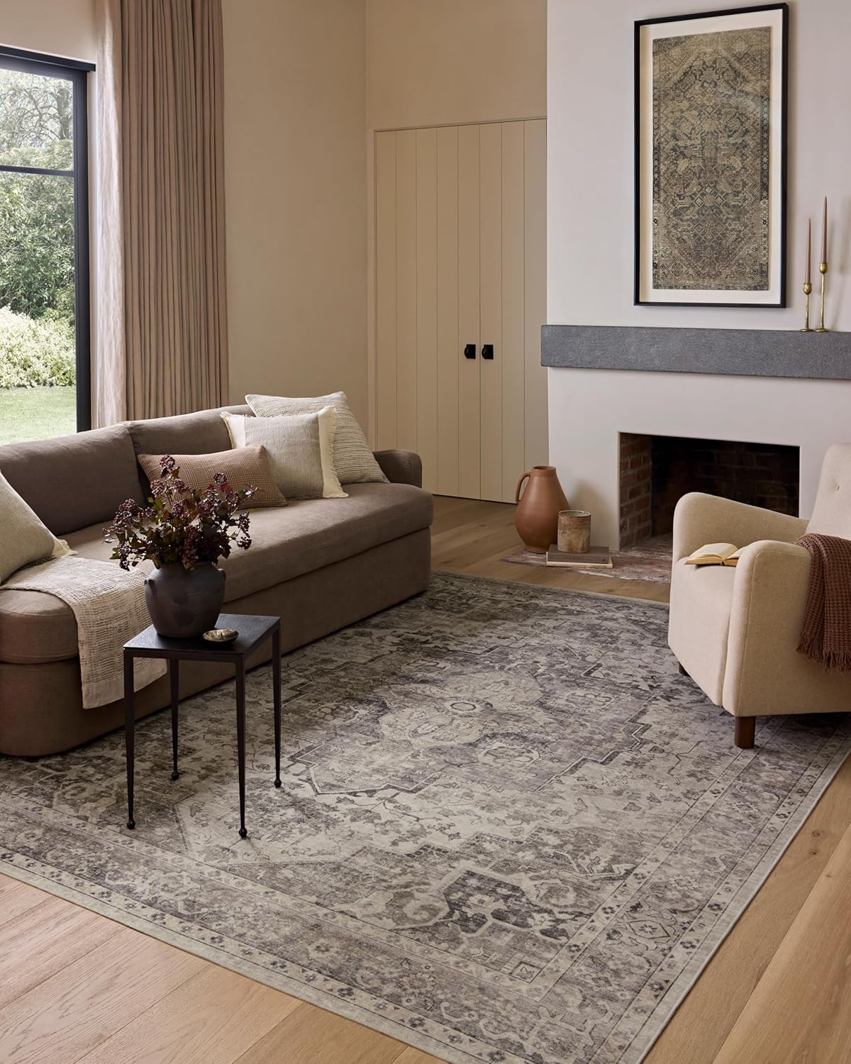 Amber Lewis Josie Collection Silver/Natural Accent Rug 5ft x 7ft6