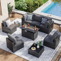 Aoxun 8 Piece Patio Furniture Set with 44 Fire Pit Table - Cozy