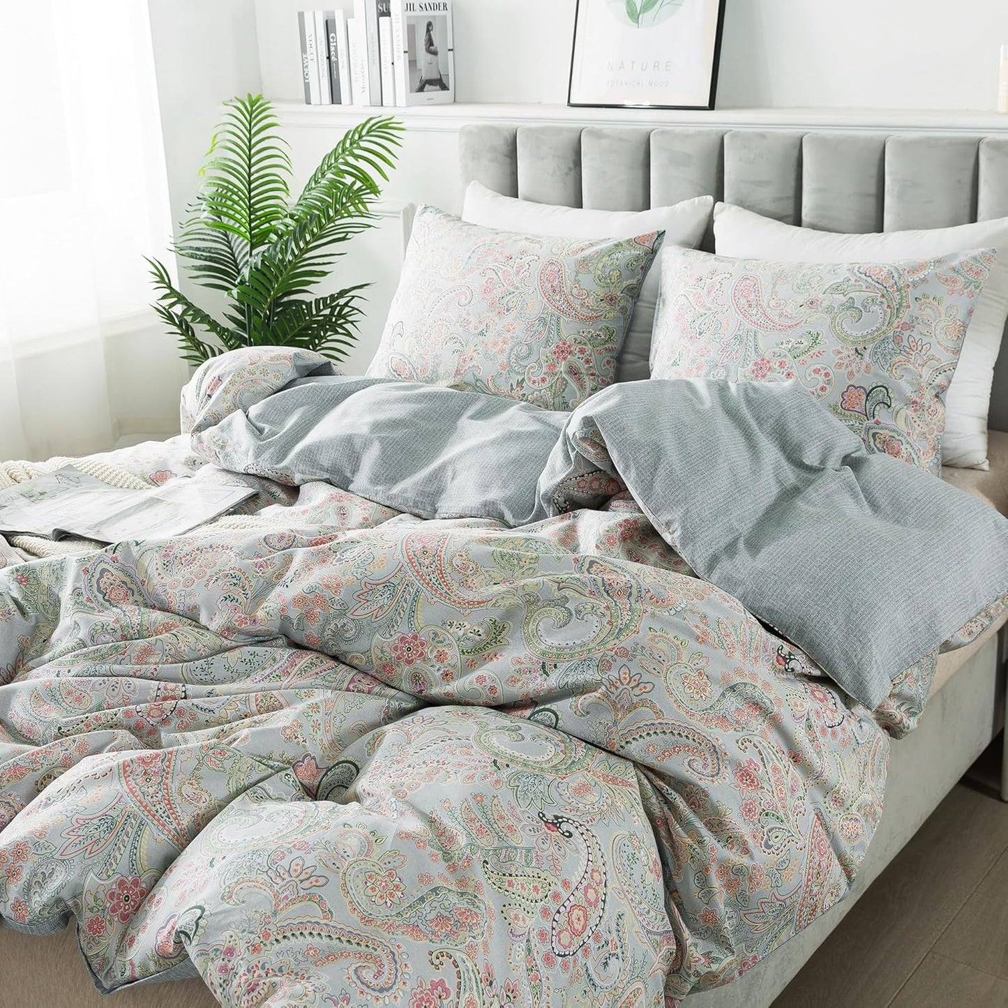 HoneiLife Wildflower Duvet Cover King - 100% Cotton Comforter Set