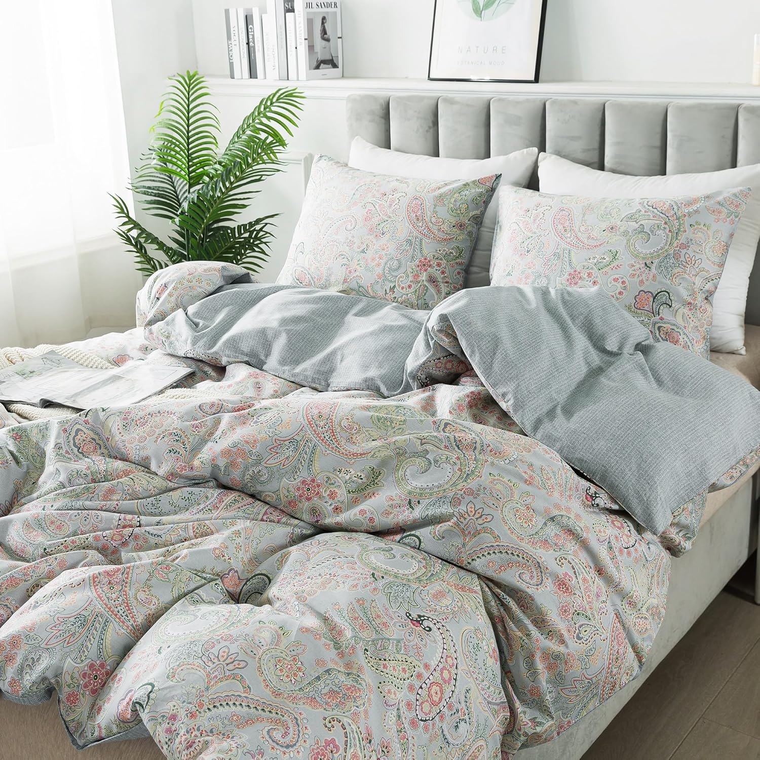 HoneiLife Wildflower Duvet Cover King - 100% Cotton Comforter Set