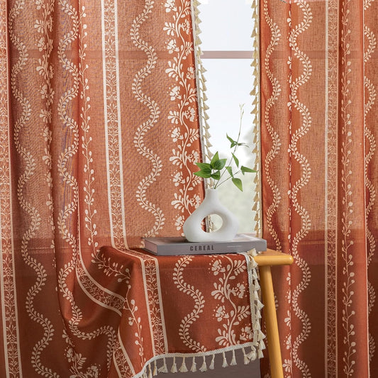 Bohemian Floral Curtains for Living Room and Bedroom Decor