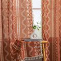 Vintage Floral Boho Curtains for Living Room - Semi Sheer Linen Panels