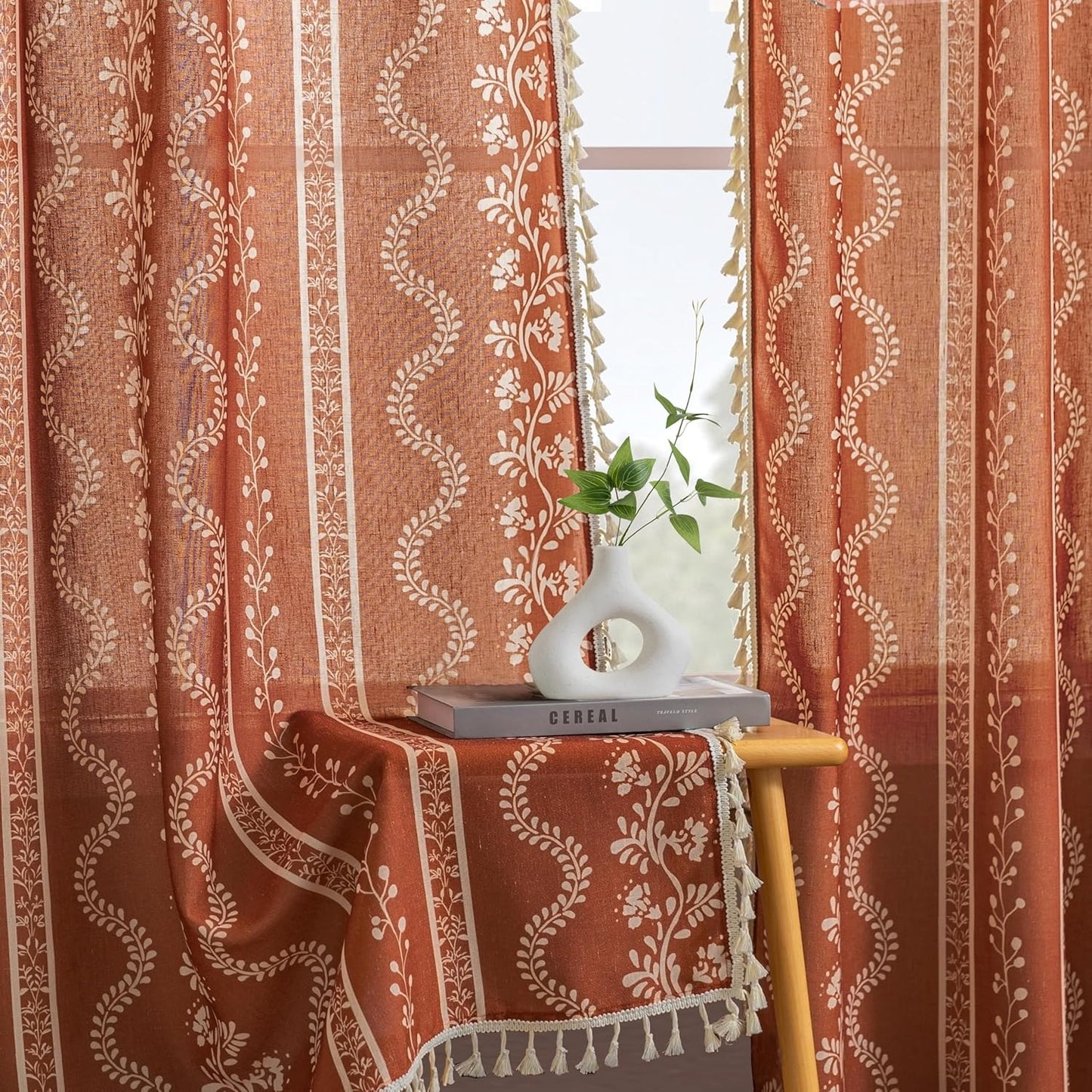 Vintage Floral Boho Curtains for Living Room and Bedroom