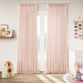 Light Pink Linen Curtains Pinch Pleated 96 in Panels - Soft Light
