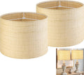 GO&SO Medium Drum Lamp Shades Set of 2 - Handwoven Farmhouse Look