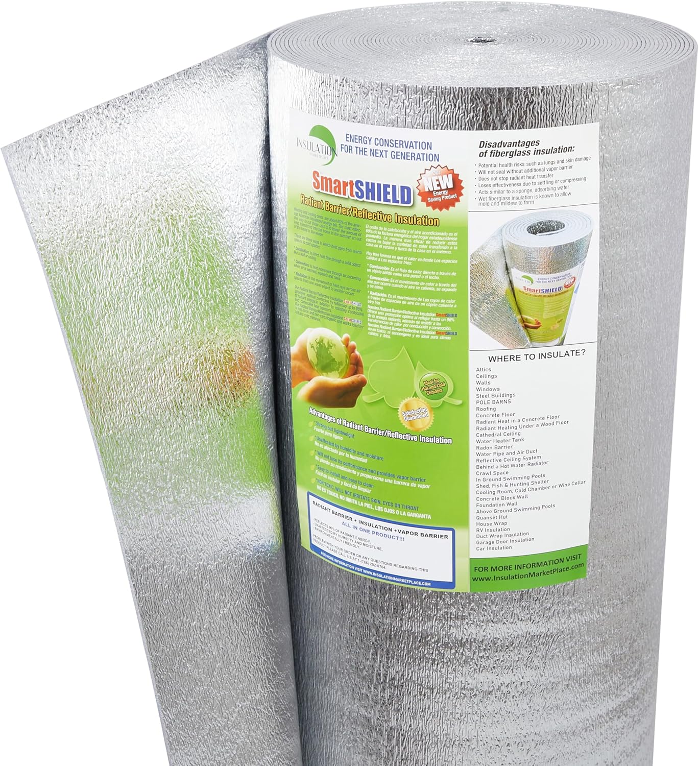 SmartSHIELD 48in x 100Ft Reflective Insulation Roll for Home