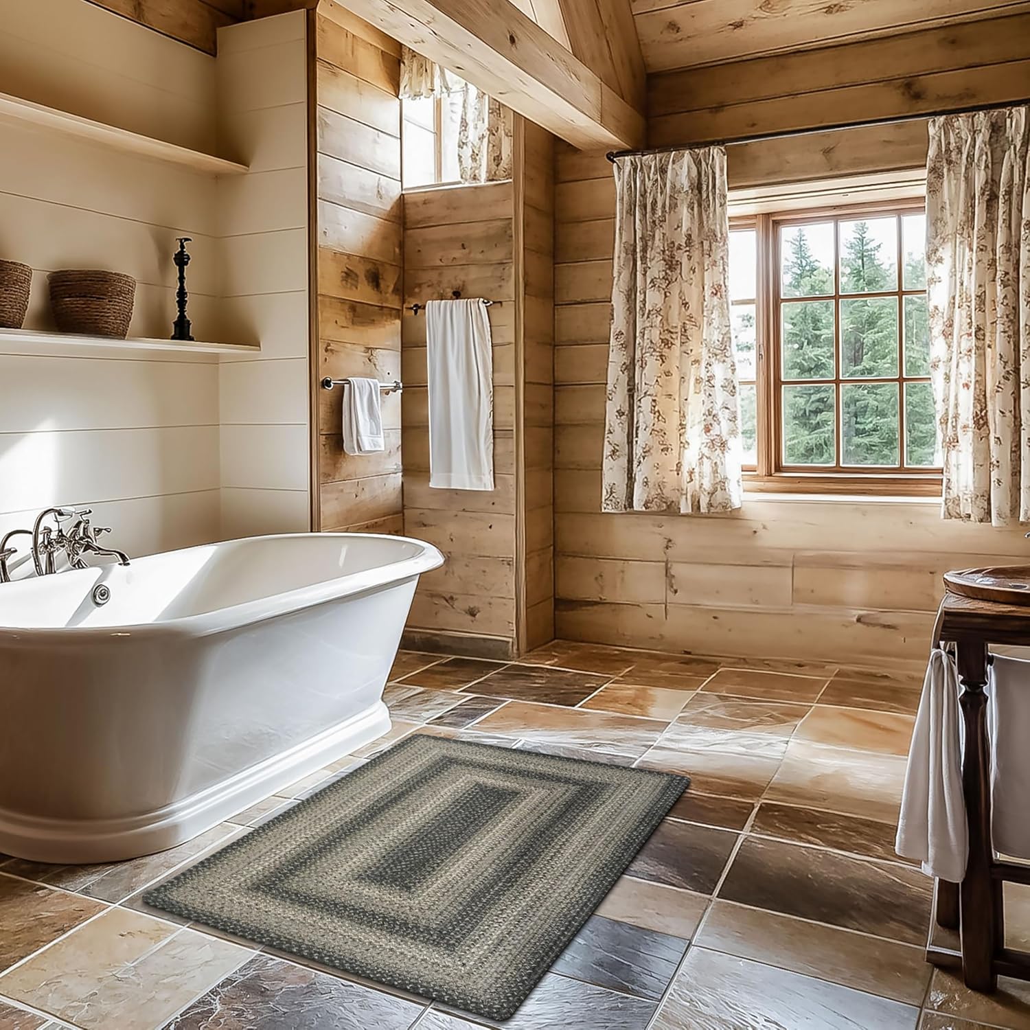 Flint Hill Jute Braided Rugs for Country Kitchen Decor