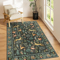 DUKINO 3x5 Washable Animal Area Rug - Soft Low Pile Vintage Style