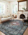 Margot Collection MAT-05 Ocean / Brick 7ft-6in x 9ft-6in Area Rug