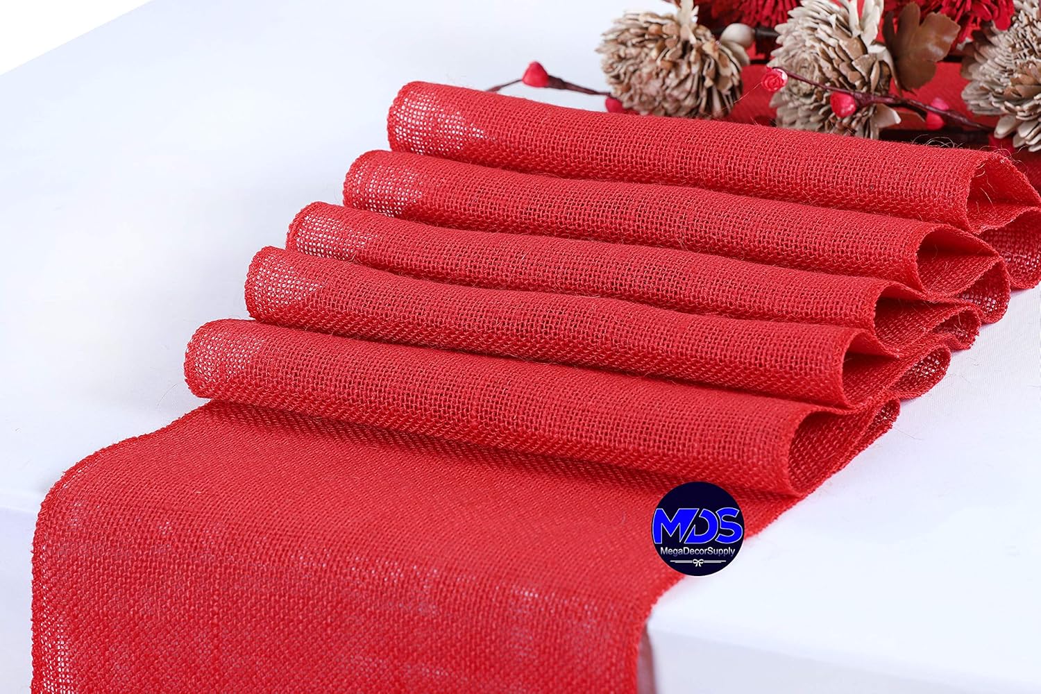 MDS 5 PCS 100% Natural Burlap Table Runners for Events