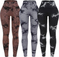 Tie Dye Seamless High Waisted Leggings for Women - 3 Pack