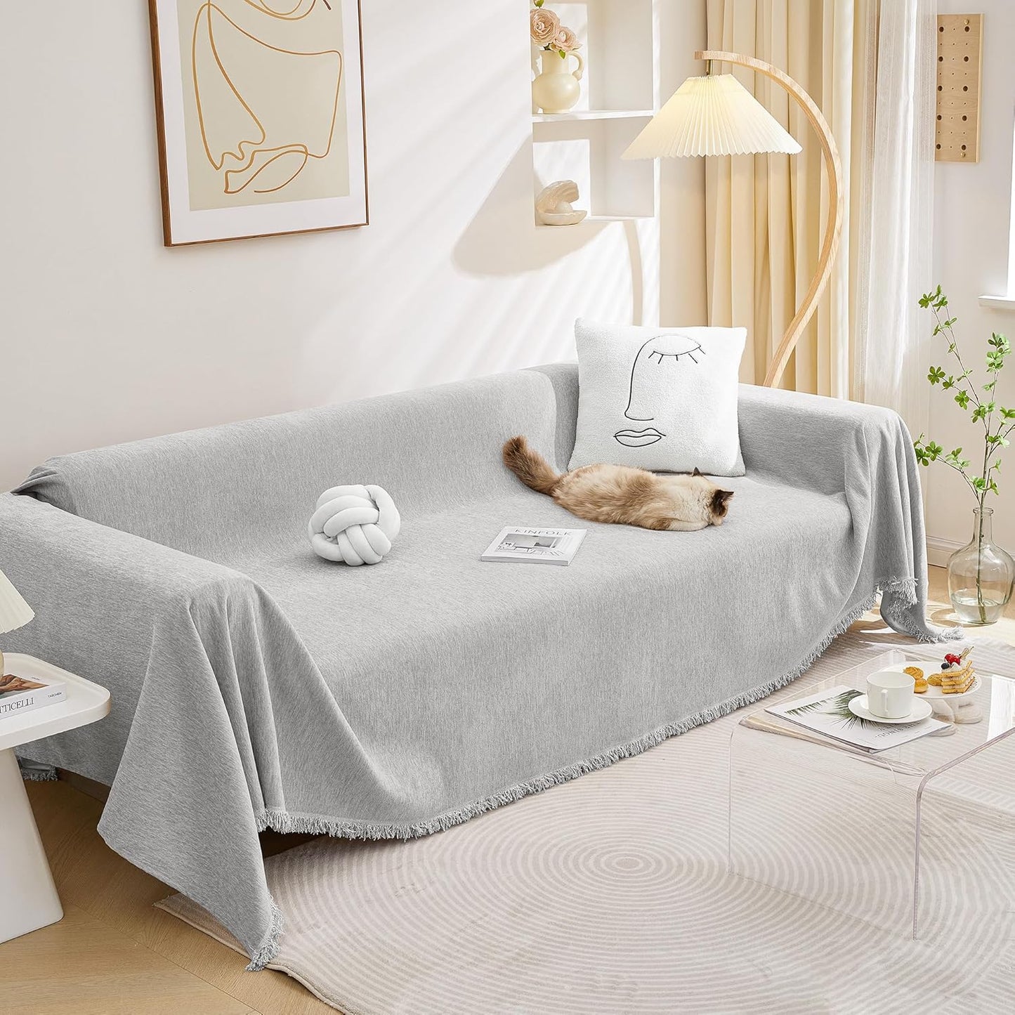 MEETSKY Sofa Covers for 3 Seats, Soft Chenille Blend Protector