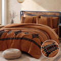 Burnt Orange Embroidery Comforter Set Queen Size - Cozy Farmhouse
