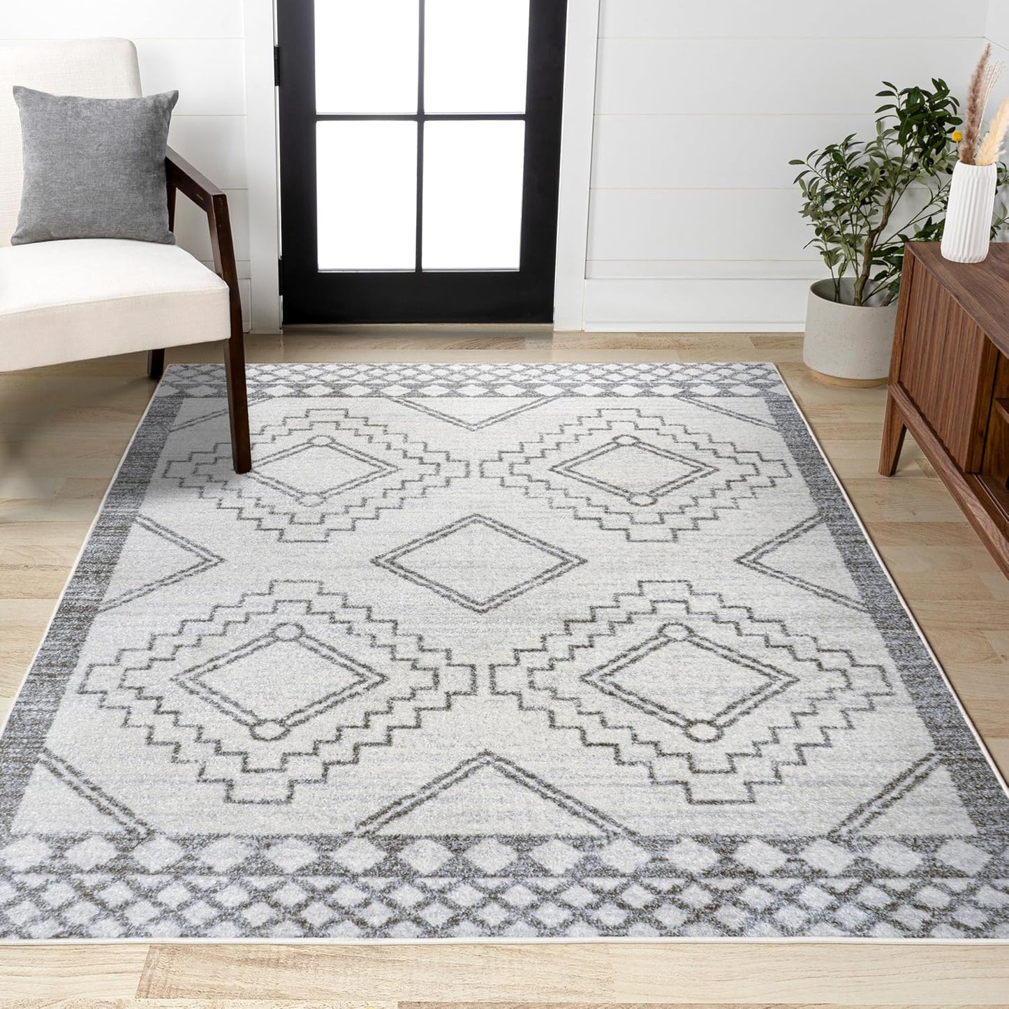 Amir Moroccan Beni Souk Cream/Gray Area Rug for Modern Homes