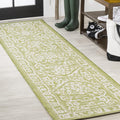 Boho Medallion Indoor Outdoor Runner Rug 2x8 Green/Cream - Durable
