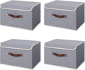 Lidded Fabric Storage Bins 4-Pack Large - Stackable Closet Organizers