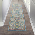 Passion Ivory/Light Blue 2ft 2in x 7ft 6in Runner - Boho Persian Style