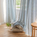 Boho Embroidery Striped Farmhouse Curtains - 96 Inch Long Panels