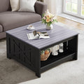 Farmhouse Coffee Table with Storage - Rustic Grey Square Cocktail
