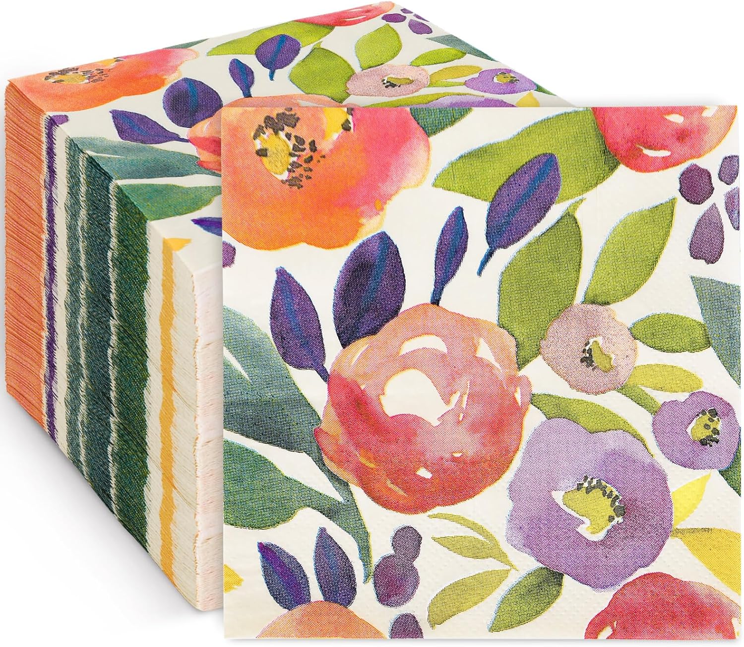 Vibrant Floral Cocktail Napkins - 80pcs