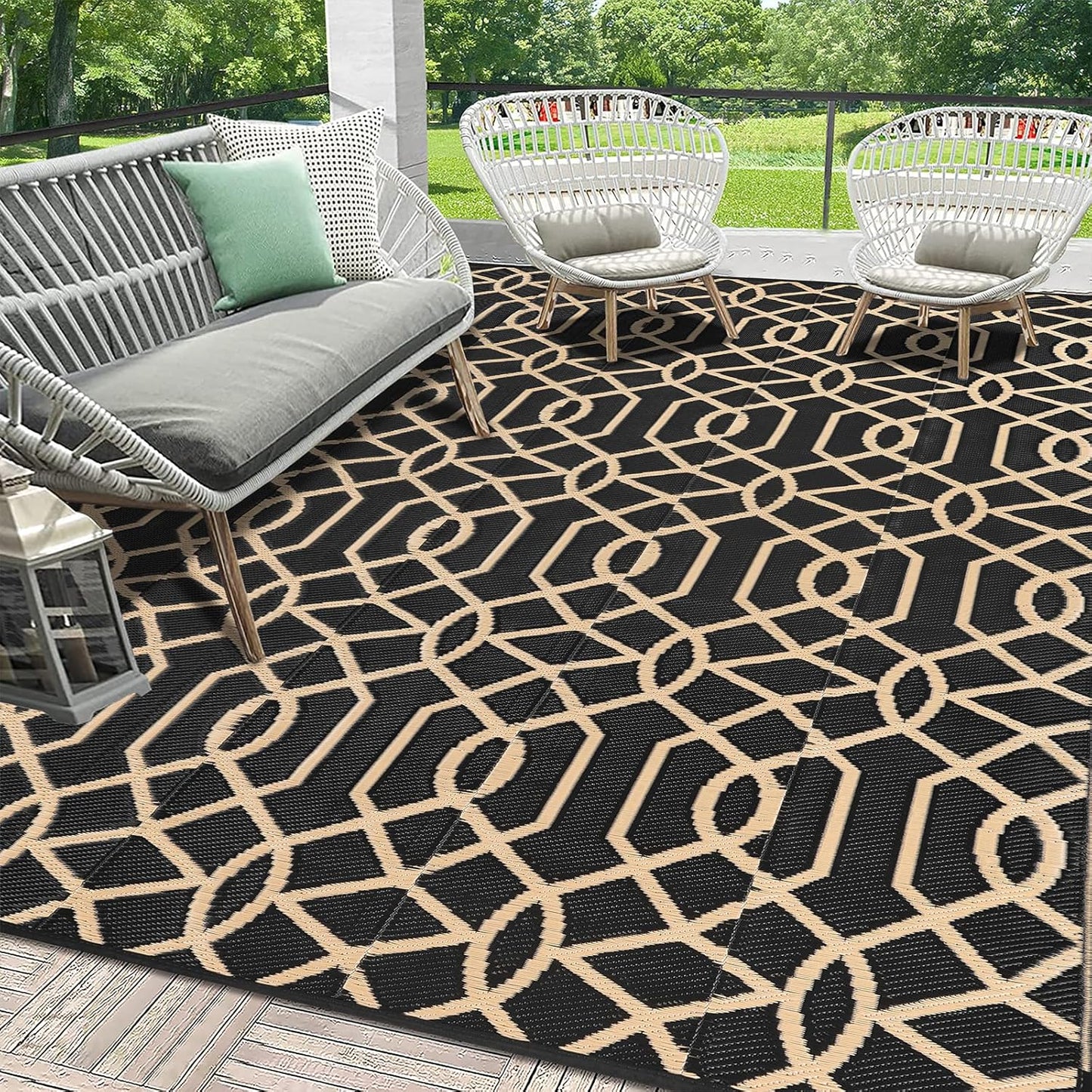 HEBE Outdoor Rug Waterproof 9x12 for Patio, Deck, and RV