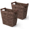 Woven Trash Basket 2-Pack - Sturdy Decorative Wastebaskets for Home