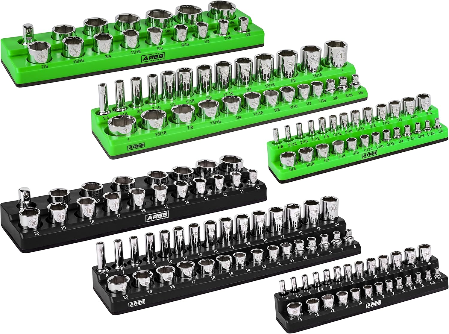 Magnetic Socket Organizers Set for Metric and SAE Tools