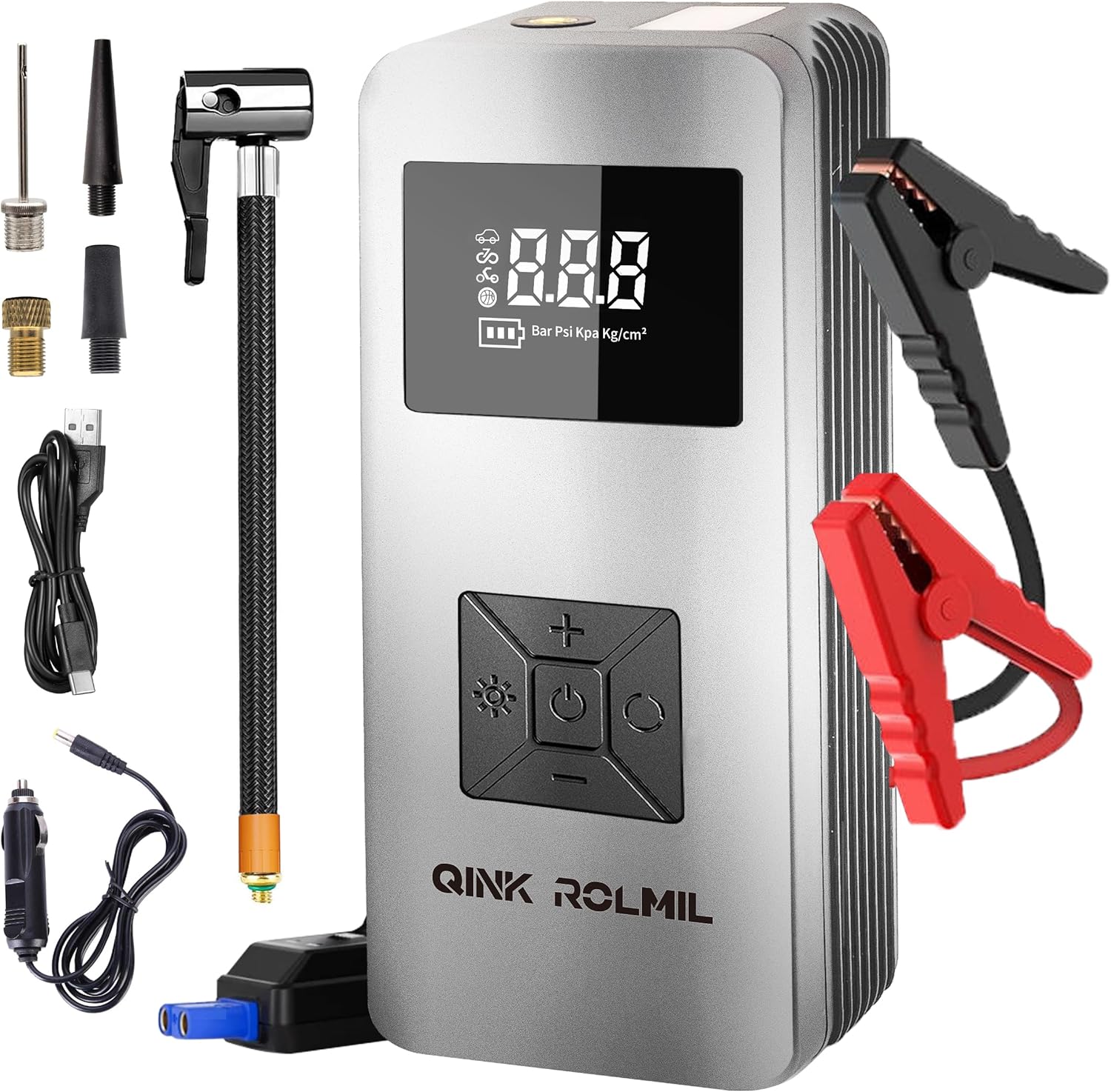 Jump Starter with Air Compressor for Cars and Motorcycles
