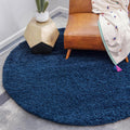 Unique Loom Solid Shag Area Rug 6ft 1in Round Sapphire Blue - Soft
