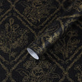 Peel and Stick Wallpaper Black and Gold Floral Removable - Elegant
