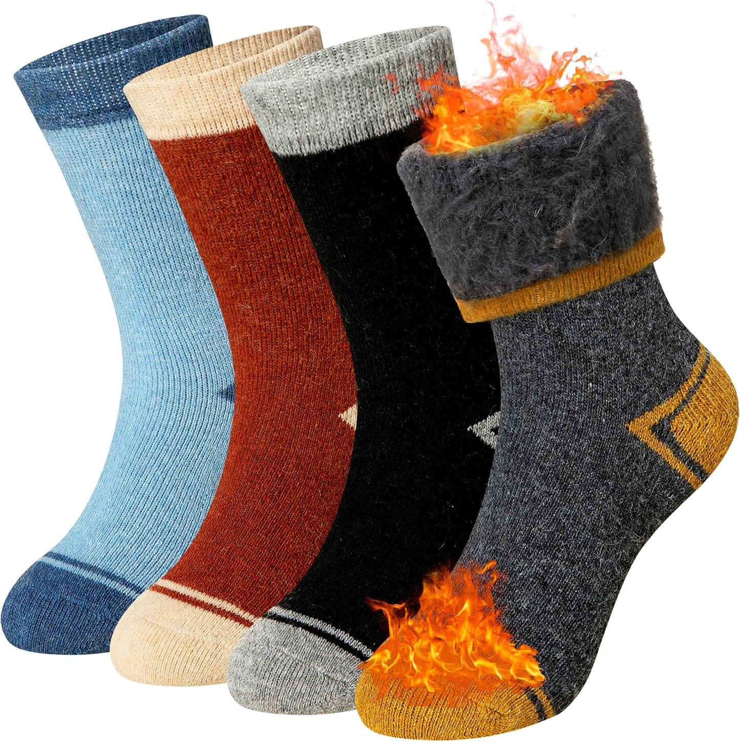 Cozy Merino Wool Kids Thermal Socks x4