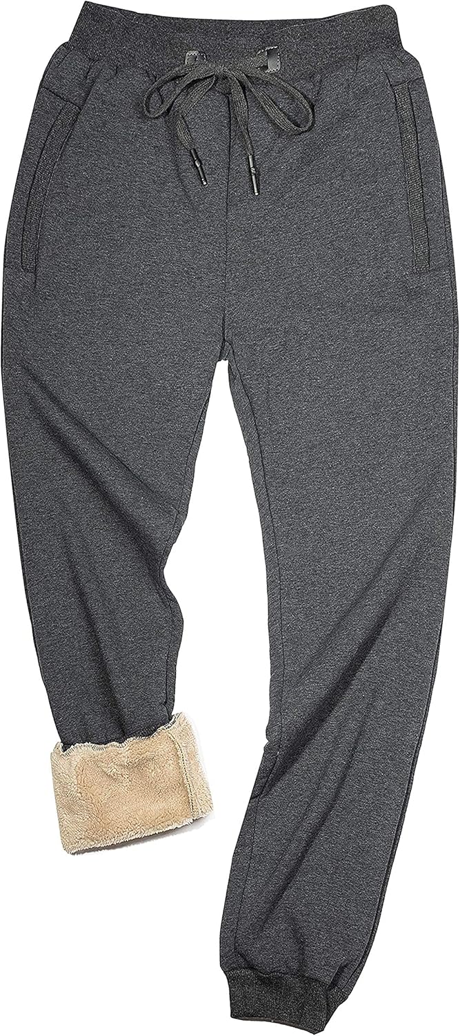 Faleave Men's Warm Sherpa Lined Sweatpants for Winter Comfort