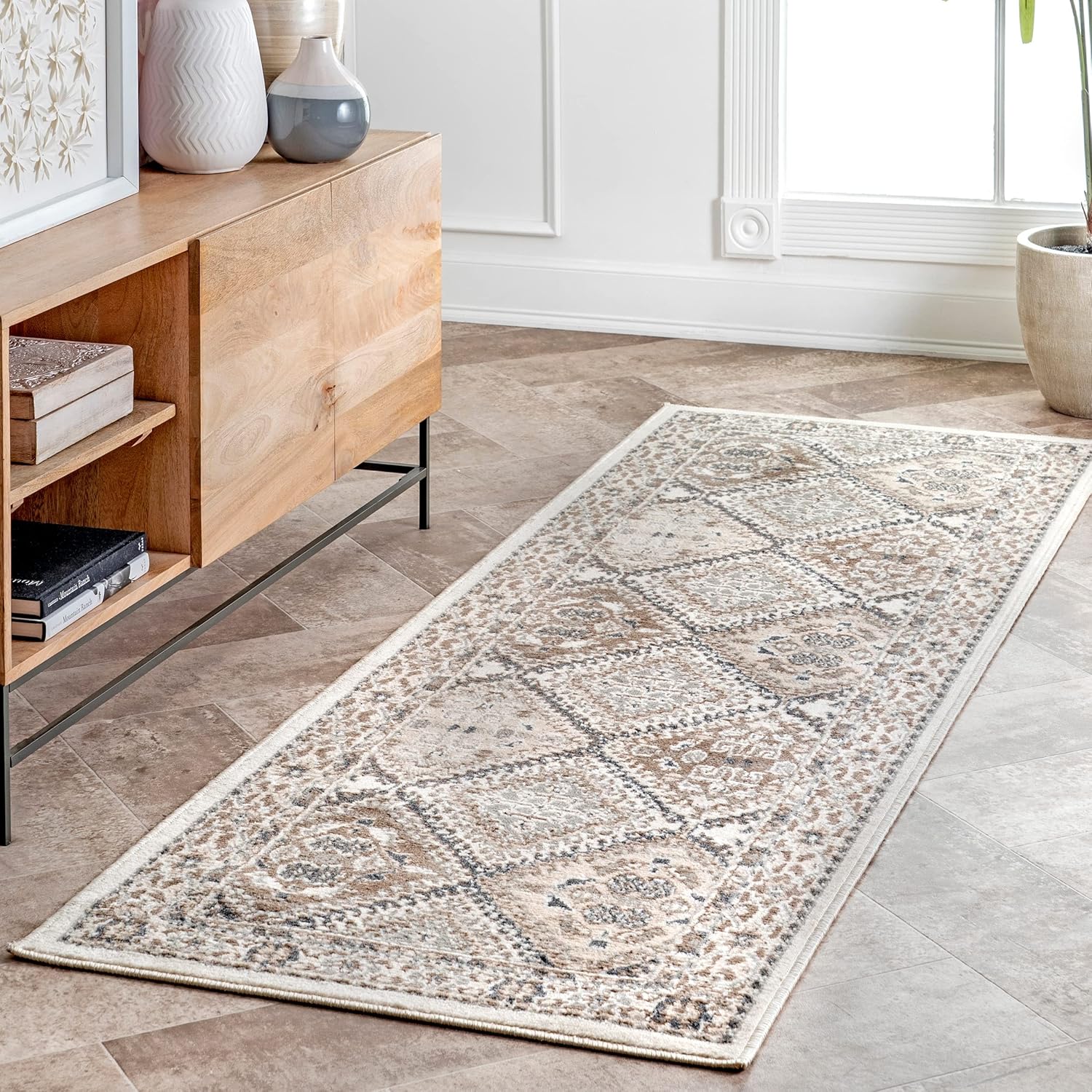 nuLOOM 2x6 Becca Traditional Tiled Area Rug for Any Room
