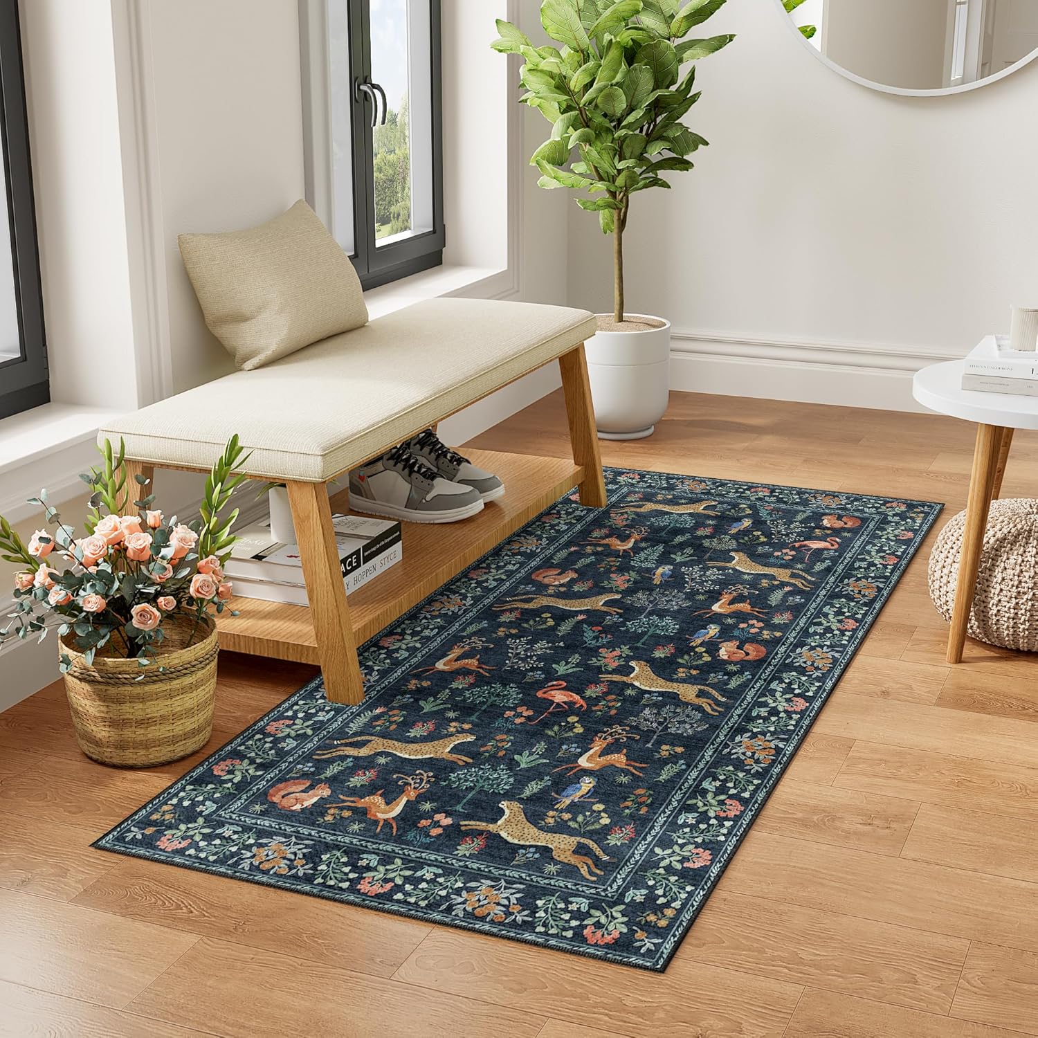 DUKINO 2x4 Washable Kitchen Runner Rug with Non Slip Backing