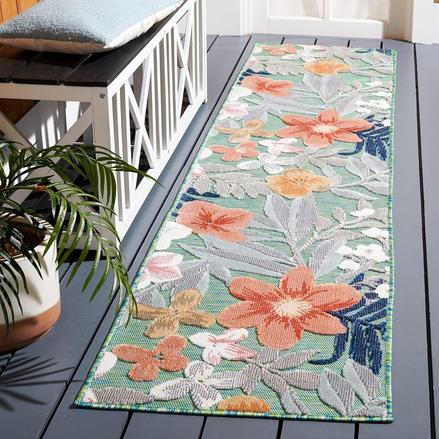 SAFAVIEH Cabana Collection Runner Rug - Stylish Floral Design