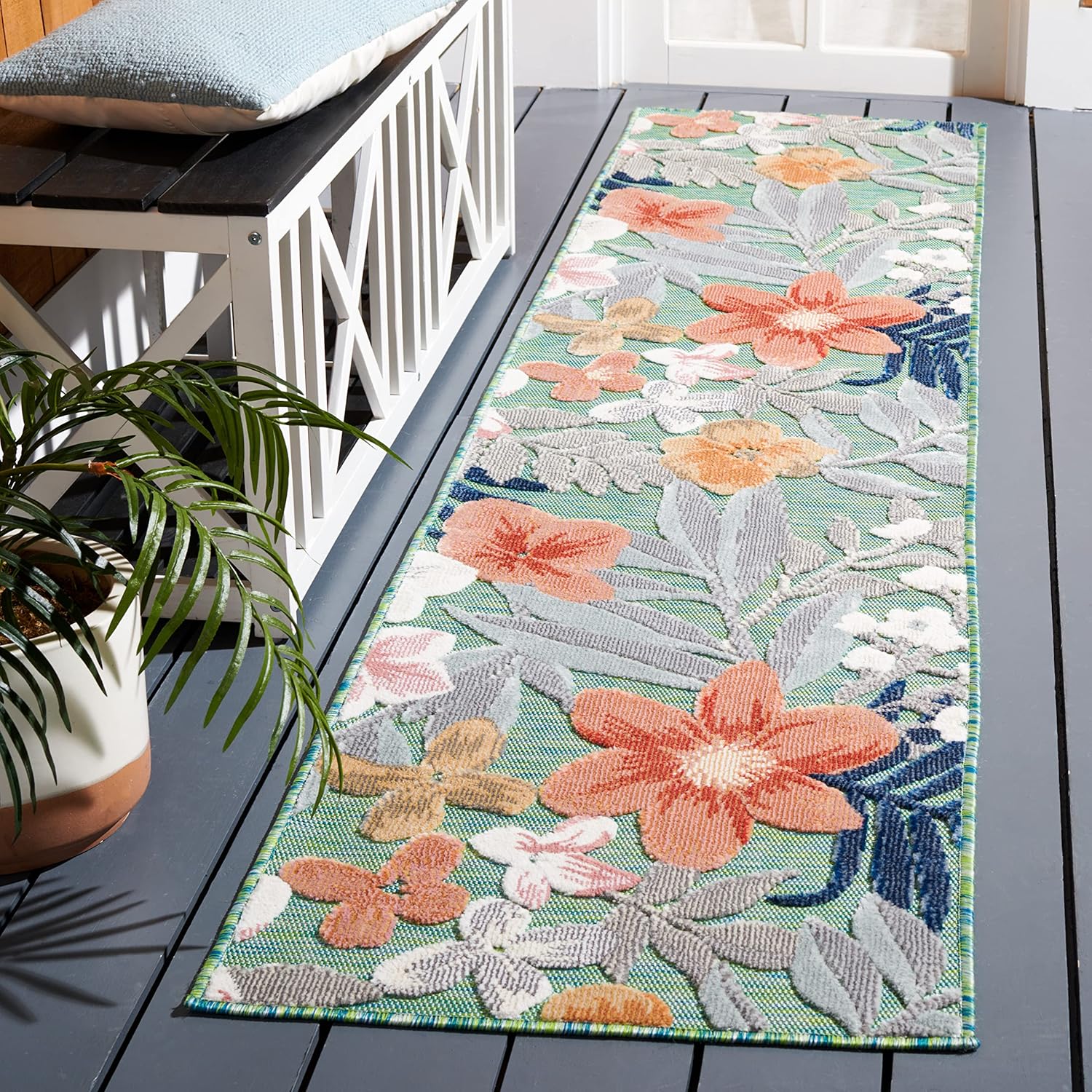 SAFAVIEH Cabana Collection Runner Rug - Stylish Floral Design