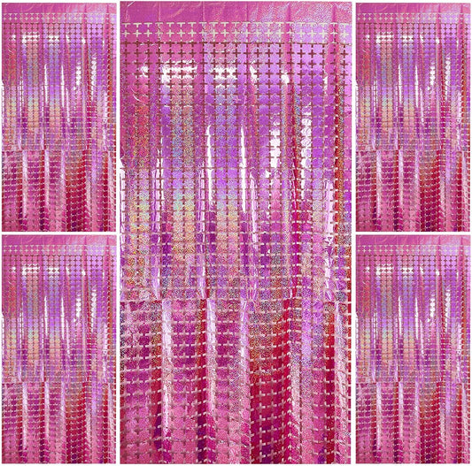 5pcs Glitter Pink Foil Fringe Curtains: Party Photo Booth Backdrop