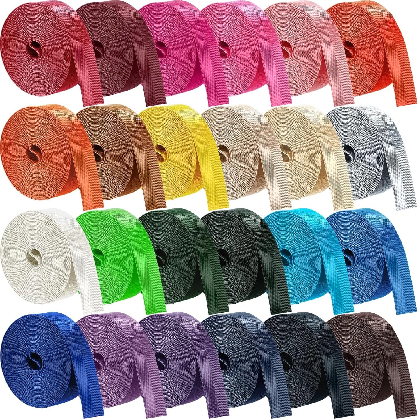 Windyun 24 Rolls Nylon Webbing for Crafts and DIY Projects