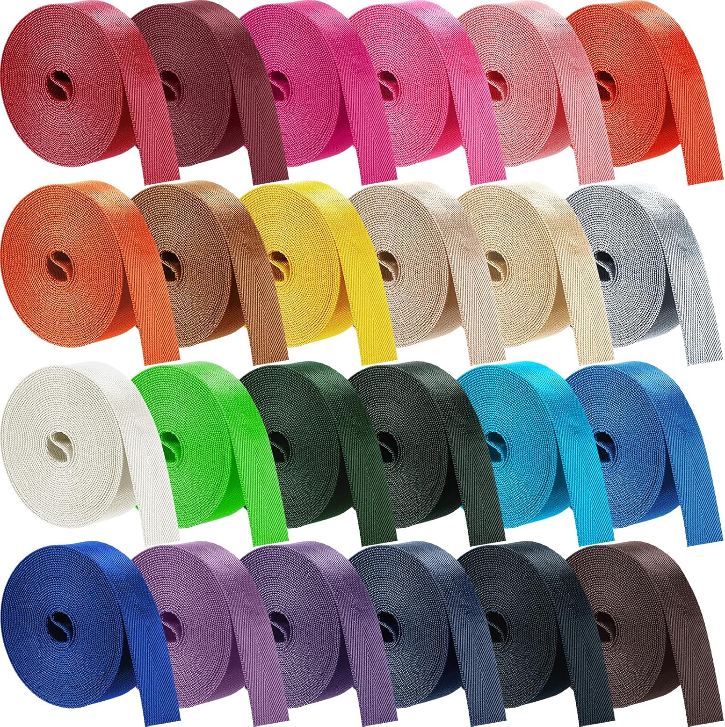 Windyun 24 Rolls Nylon Webbing for Crafts and DIY Projects