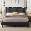 Queen Bed Frame with USB Charging Station and Storage - Dark Grey