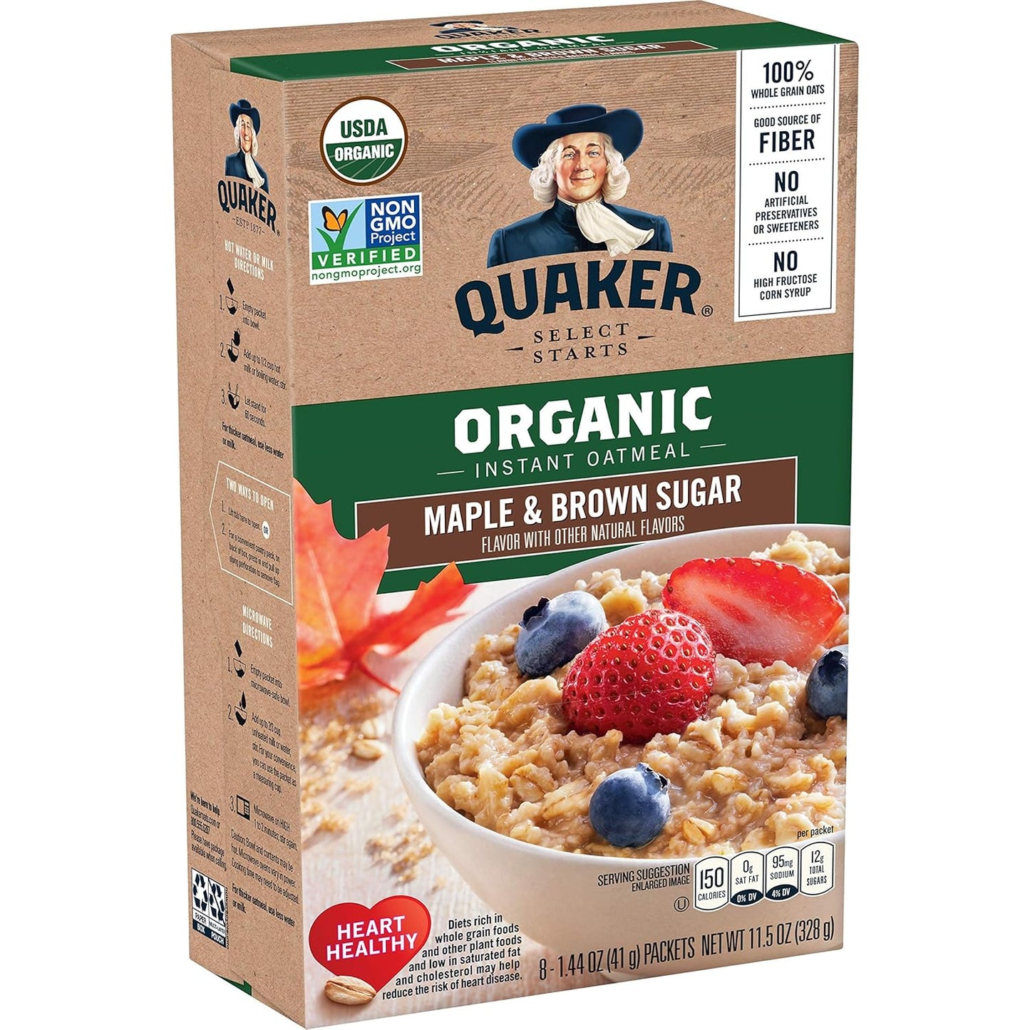 Quaker Instant Organic Oatmeal with Maple & Brown Sugar Flavor